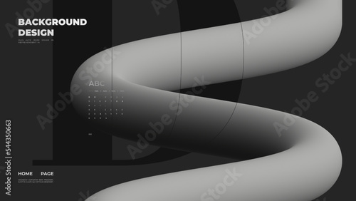 Abstract web page, homepage, landing page concept. Strict and discreet background. Type and 3D shapes.