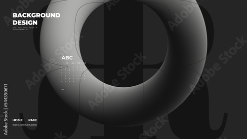 Abstract web page, homepage, landing page concept. Strict and discreet background. Type and 3D shapes.