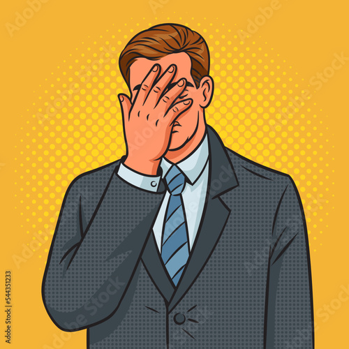 Facepalm gesture pinup pop art retro vector illustration. Comic book style imitation.