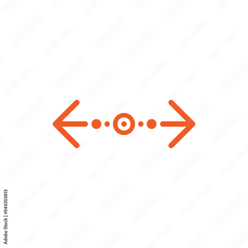 Vector distance icon. Two opposite horizontal arrows isolated on white.