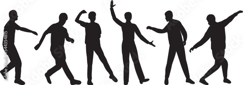silhouette dancing men, guys isolated vector