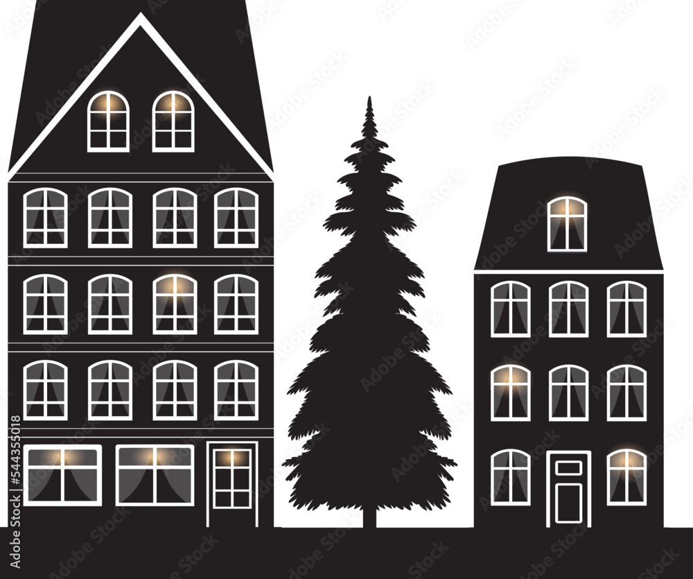 house silhouette with windows isolated vector