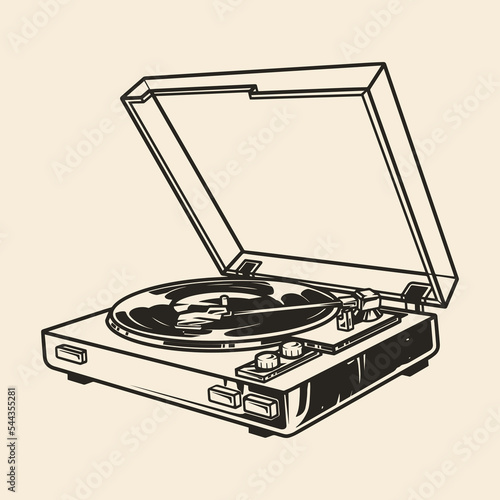 Desktop turntable monochrome element vintage