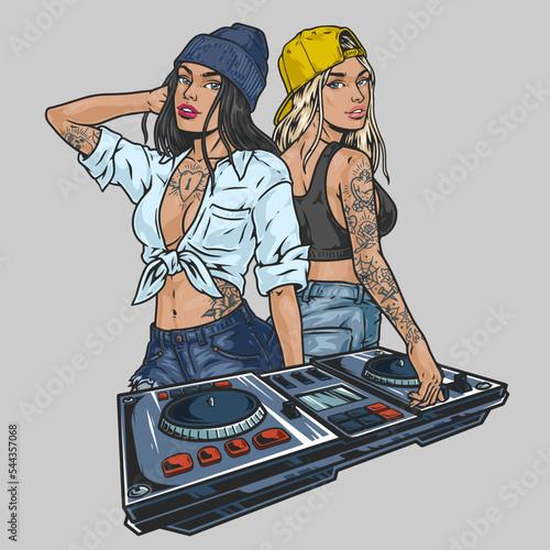 Club hot girls colorful label
