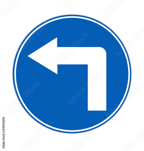 Turn Left Traffic Sign.