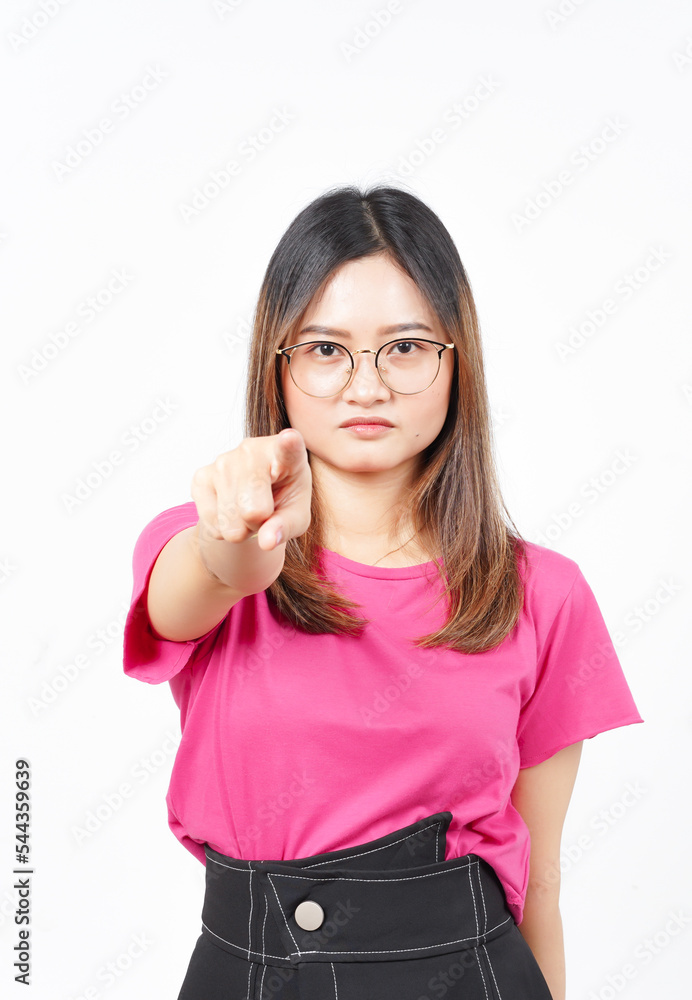 Angry and Pointing at you of Beautiful Asian Woman Isolated On White Background Angry and Pointing at you of Beautiful Asian Woman Isolated On White Background