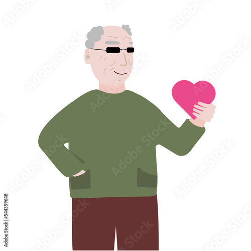 Grandfather gives a valentine in the form of a heart