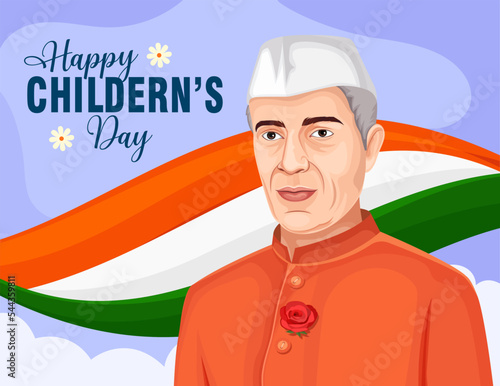 On 14 November India pays tribute to the first Prime Minister Pandit Jawaharlal Nehru by celebrating his birth anniversary on Children’s Day, Vector Illustration. Creative poster design.