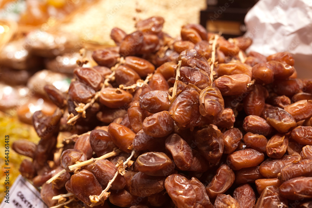 sweet dried dates on the counter in market sweet dried dates on the counter in market