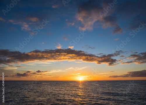 Sunset over the Gulf of Mexico from Caspersen Beach in Venice on the southwest gulf coast of Florida USA