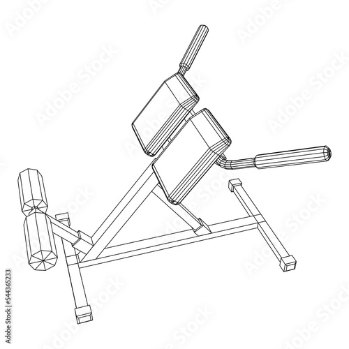 Modern exercise machine for the back and abs. Hyperextension simulator.