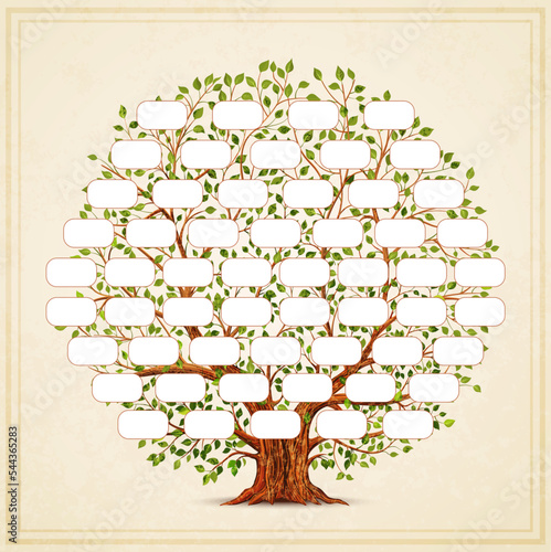 Family Tree template. Genealogy, pedigree. Vintage style for retro design. Vector illustration