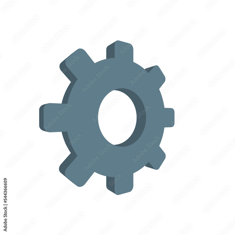 3D gear isolated. 3D settings icon. 3D gear isolated. 3D settings icon.