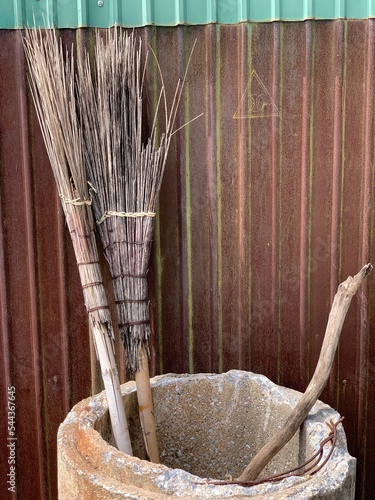 old blooms on the rusty wall