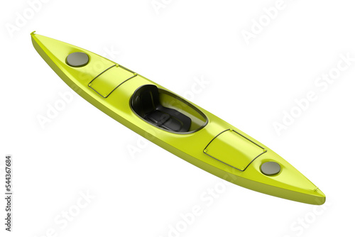 Green plastic kayak on transparent background