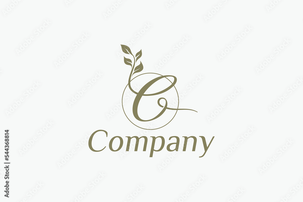 Organic logo with a combination of letter C, circle and leaves. Organic logo with initial letter C. Organic logo with a combination of letter C, circle and leaves. Organic logo with initial letter C.