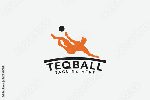 teqball logo with silhouette of a man playing teqball.