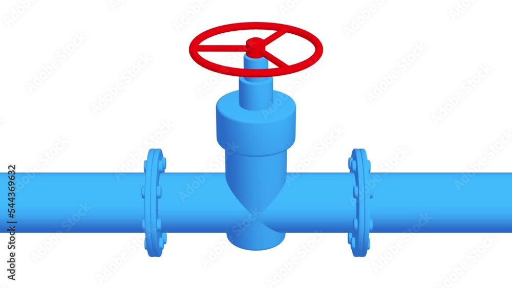 Red valve on the main gas pipeline. Industrial faucet for water, oil