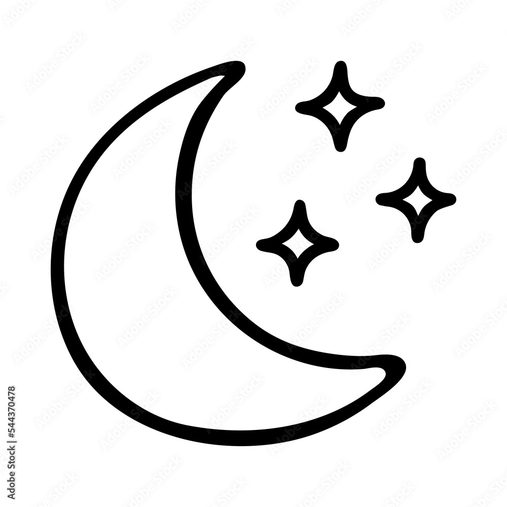 Doodle moon with stars. Hand-drawn crescent Doodle moon with stars. Hand-drawn crescent