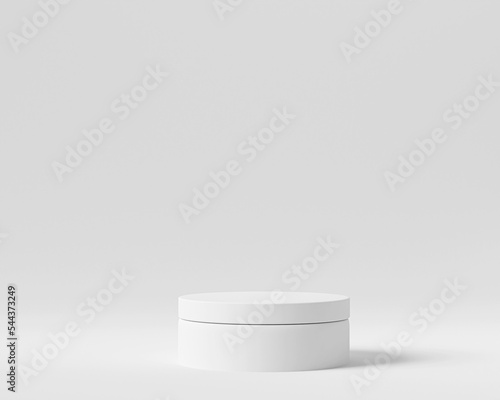 Papier peint 3d rendered illustration with geometric white cylinder pedestal podium platform for cosmetic product presentation
