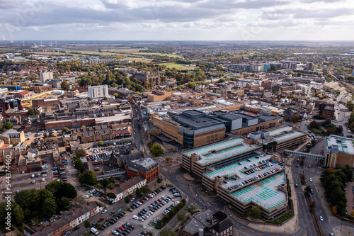Aerial view directly above Peterborough city centre © teamjackson