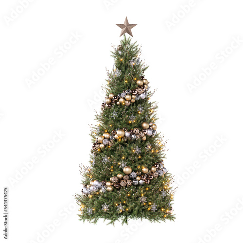 Christmas tree on white background, with clipping path