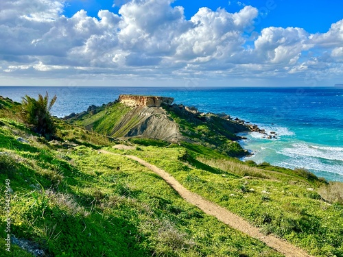 Hiking path in Malta during winter time photo