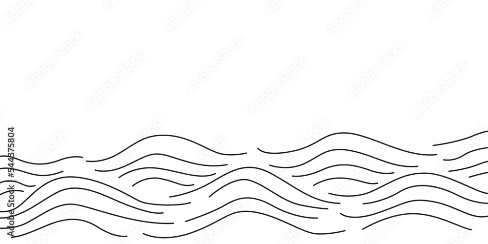 Vector sea ocean waves in Asian style.