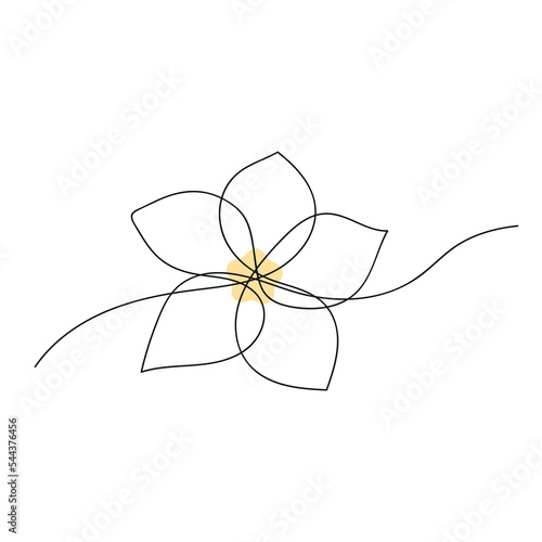 Vanilla flower. One line drawing, minimalism. Vector illustration.
