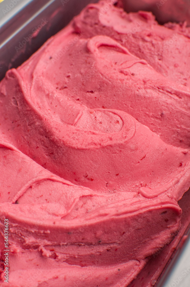 Raspberry ice cream close up Raspberry ice cream close up