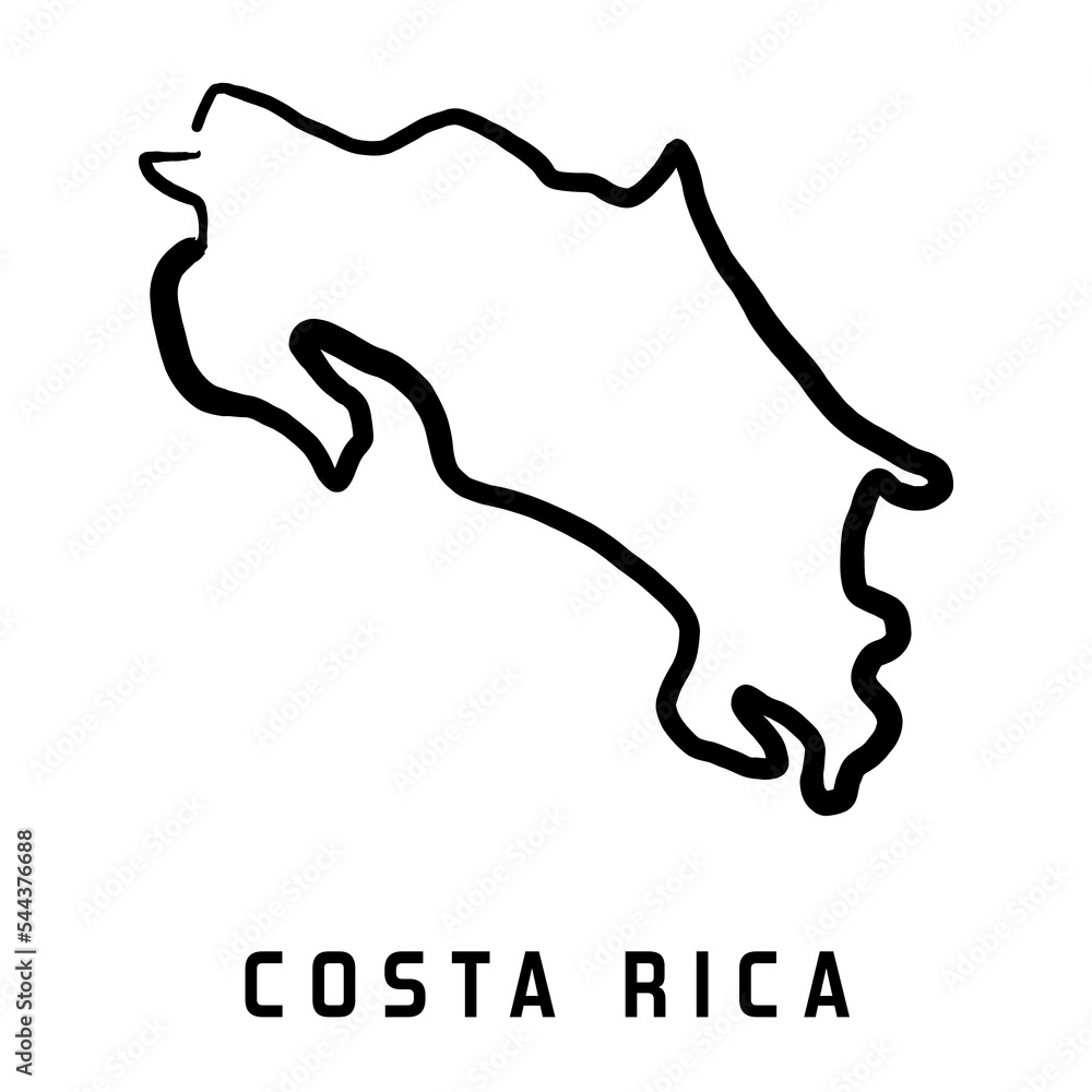 Costa Rica Simple Hand Drawn Map Simple Smooth Hand Drawn Map Stock 5918