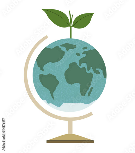 A globe from which a green sprout grows.