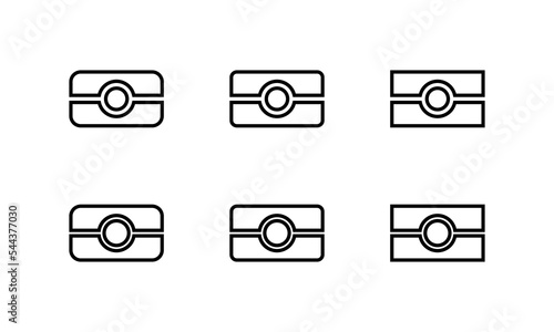 Biometric passport flat icon set