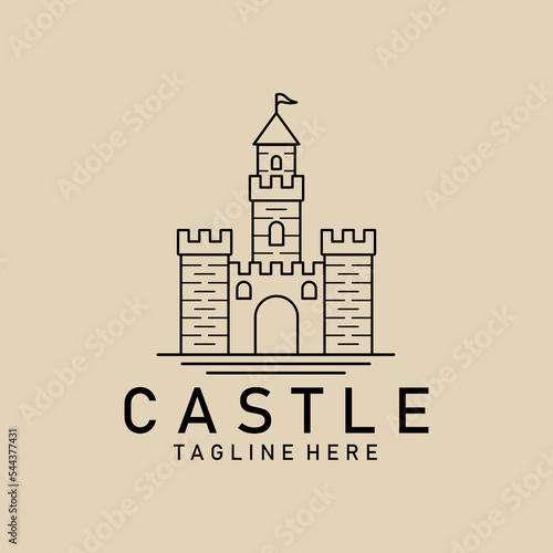 Canvas Print Castle line art logo, icon and symbol, vector illustration design