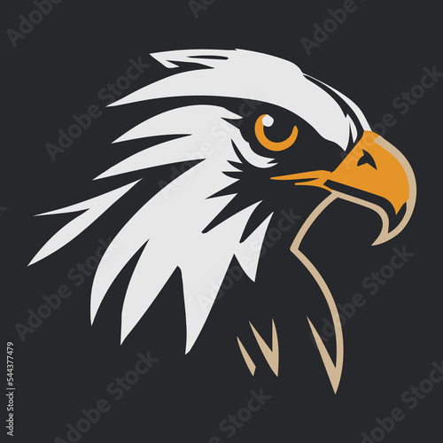 Minimal eagle logo. Clean modern vector symbol of bird. Isolated icon of hawk. Graphic design of falcon for company.Logotype emblem fro businesses. Modern creative simple shape. Power mascot predator 