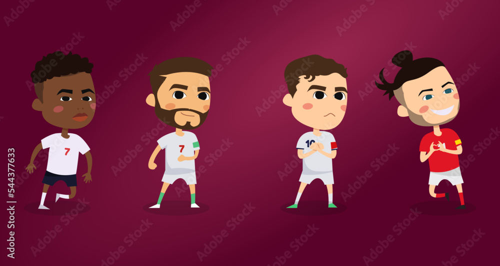 Set of football player in different celebration cartoon vector Set of football player in different celebration cartoon vector