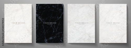 Elegant marble texture set. Vector background collection with black, white line pattern for cover, invitation template, wedding card, contemporary menu design, note book