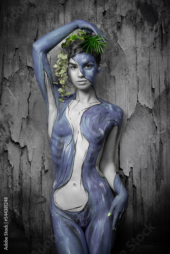Fotografie Studio portrait of woman painted on body paint