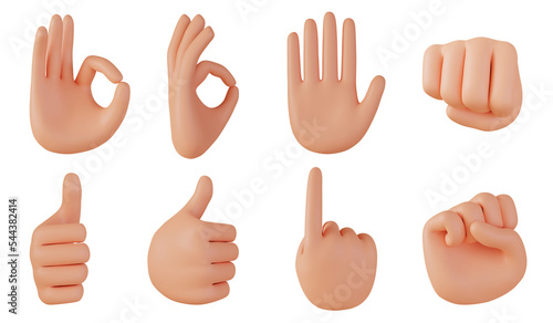 Icon character hand set, 3D render illustration