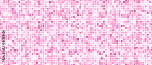 Pink pool mosaic tile seamless pattern. Abstract vector background. Shower or kitchen floor and wall decoration. Bathroom with modern interior design. Texture of tiny squares