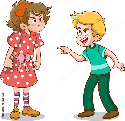 Vector Illustration Of Kid Shouting His Friend