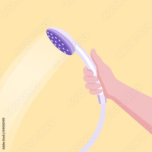 He turned on the shower to prepare to take a shower.
Illustration about turn on the water.