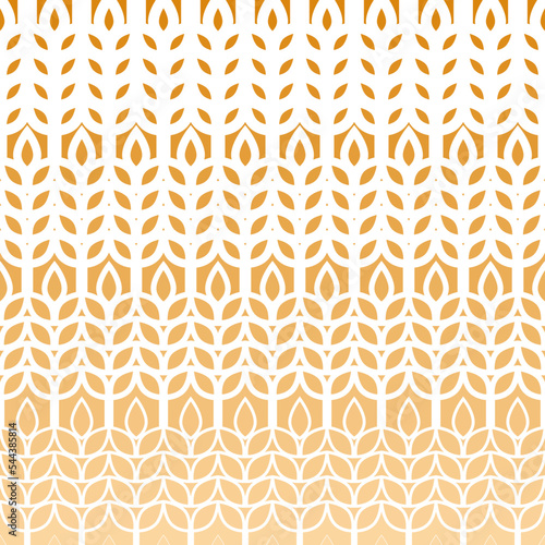 Wheat pattern. Grain malt and wheat, barley, oat, rice, millet, maize, bran, rye or corn. Wheat ears gold background. Golden texture plant for design prints. Flour for bread bg. Vector illustration