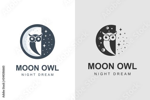 night Owl logo design with moon design concept and creative logo design photo