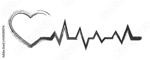 Heart pulse in grunge style. Heartbeat icon. Cardiogram symbol. Vector illustration.