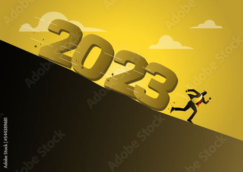 Businessman running downward vector illustration
