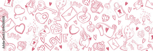 Doodle love background illustrations - valentines day banner