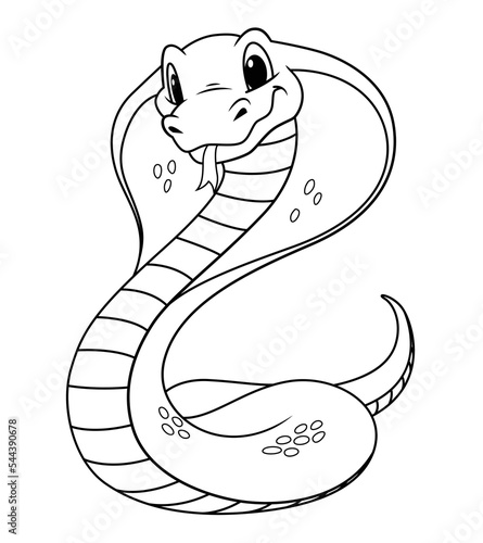 Little King Cobra Cartoon Animal Illustration BW