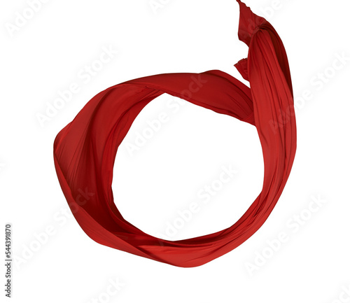 Red ribbon create circle shape on white background