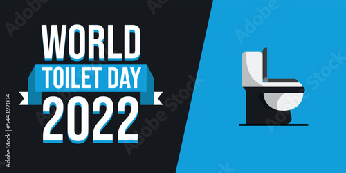 world toilet day 2022 with a flat toilet seat, Vector illustration photo